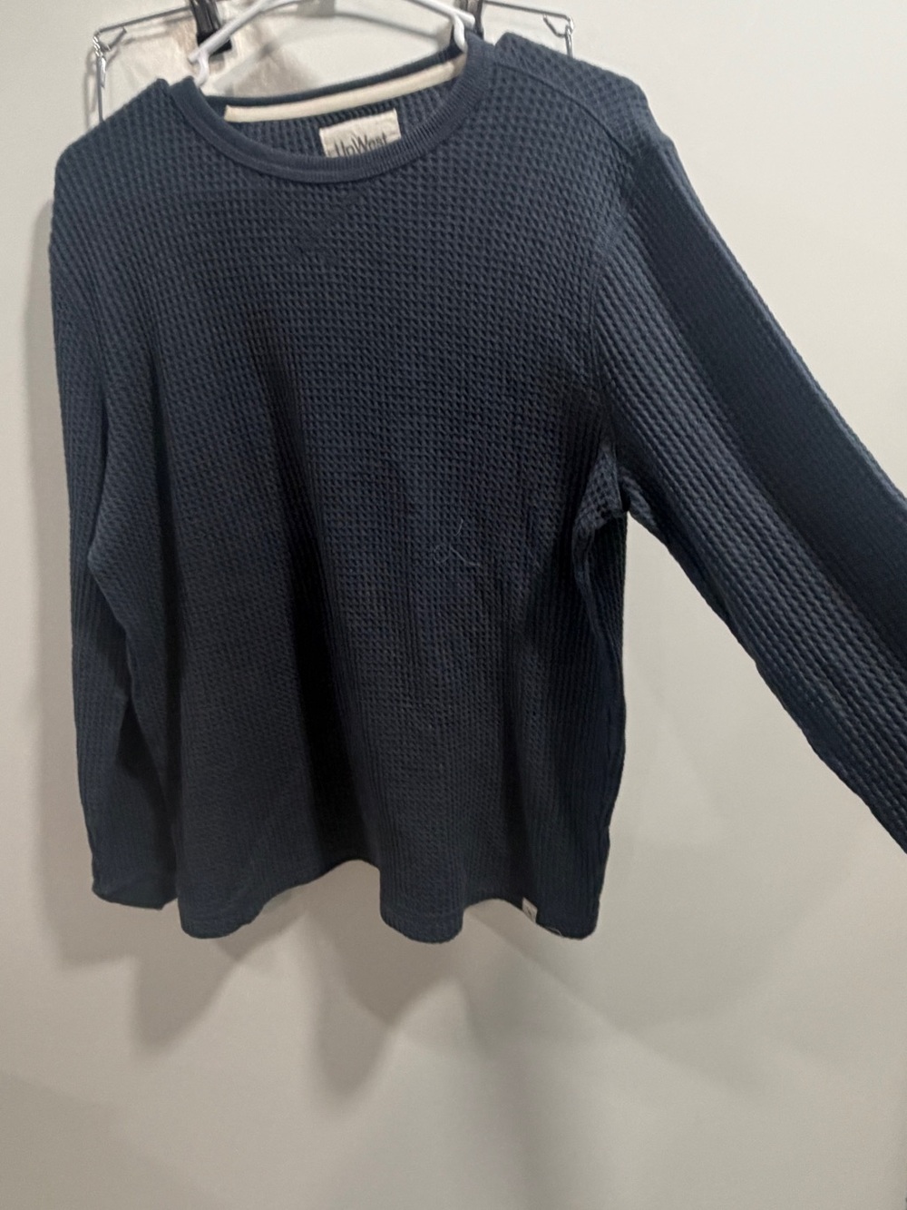 UpWest Navy Waffle-Knit Top with Cream Trim - Picture 2 of 3